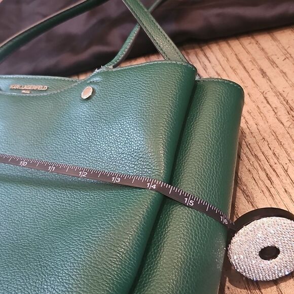 Karl Lagerfeld Leather Green Shoulder Tote Bag - Picture 12 of 16